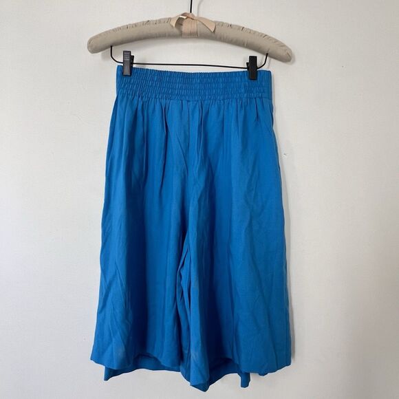Vintage 90s Bobbie Brown High Waist Palazzo Shorts Culottes Blue Women’s M - Picture 3 of 16